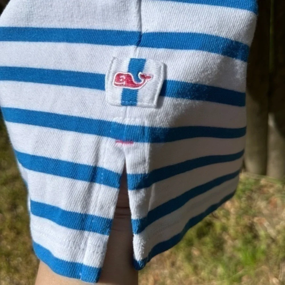 Vineyard Vines Women’s‎ White Blue Striped Simple Boatneck Dress (Small)